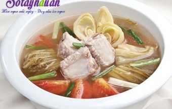 nấu canh ngon, cách nấu canh sườn dưa chua, canh dưa
