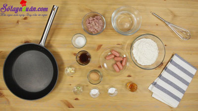 Cách làm pancake cuộn xúc xích bò băm kiểu Thái quá ngon nguyên liệu