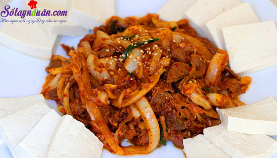 cách làm kim chi chiên đậu phụ 1