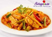 Mực xào ngô non