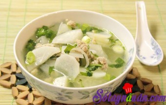 hành lá, Canh thịt nạc nấu cùng củ cải trắng