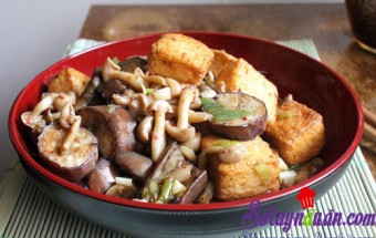 Món ăn chay, Đậu phụ xào nấm và cà tím