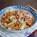 Đổi vị mực xào nấm, Mực xào cải thảo