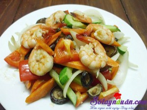 Món ngon cuối tuần, Hướng dẫn cách làm tôm xào ngũ sắc thơm ngon
