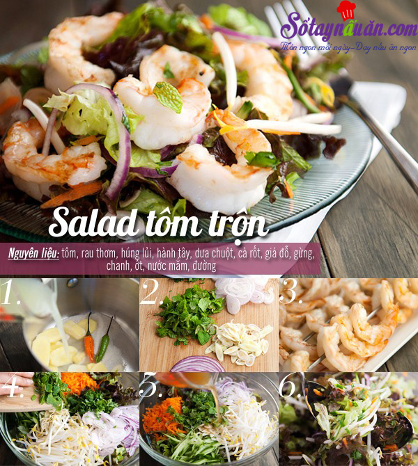 Nấu ăn món ngon mỗi ngày với Tôm tươi, Salad tôm trộn