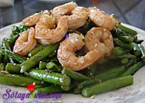 Tôm xào dầu mè măng tây