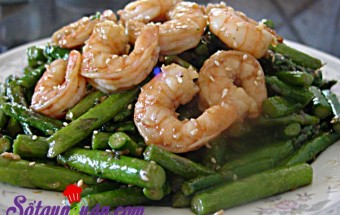 Nấu ăn món ngon mỗi ngày với Tôm sú bóc nõn, Tôm xào dầu mè măng tây