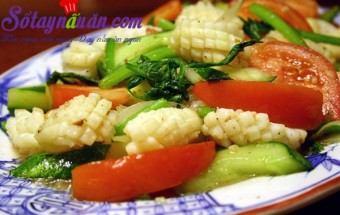 Loại khác, mực xào rau củ quả