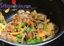 Mề gà xào hành tây