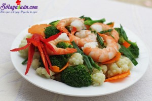 Món nhậu, bông cải xanh xào tôm