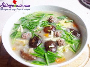 Món ngon cuối tuần, cháo nấm thịt bò viên