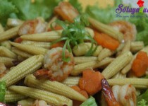 Giòn ngọt tôm xào ngô non