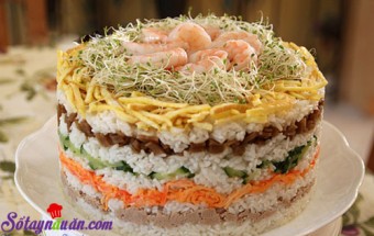 Món ăn lạ, Cách làm tháp cơm sushi 8 tầng lại ngon dễ làm kết quả