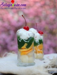 Đồ ăn vặt, Cách làm thạch trà xanh trái cây giải nhiệt mùa hè kết quả