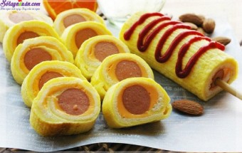 Nấu ăn món ngon mỗi ngày với Xúc xích, cách làm bánh mì cuộn trứng phô mai 7