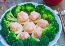 Cách làm chả tôm hấp bông cải kiểu Trung Hoa