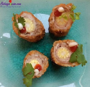 Món ngon cuối tuần, thịt bò cuộn ngô non 11