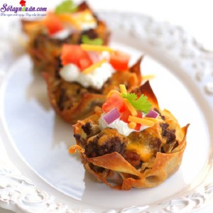Món ngon cuối tuần, cách làm cupcake taco 3