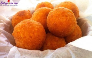 Đồ ăn vặt, cách làm bánh khoai tây phô mai viên 6