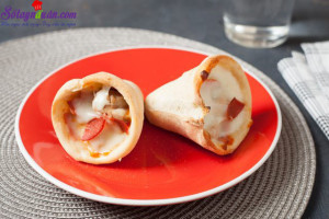 Đồ ăn vặt, cách làm bánh pizza ốc quế 12