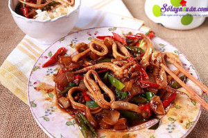 Món ngon mỗi ngày, cách làm mực xào chua cay 5