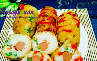 Nấu ăn món ngon mỗi ngày với 2 củ hành tím, Học nhanh cơm cuộn xúc xích giòn thơm ngon mê ly
