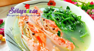 Cách nấu canh, Cách làm canh ghẹ nấu rau muống thanh mát cho bữa trưa