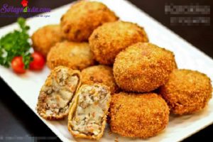 Đồ ăn vặt, cách làm chả viên thịt bò khoai tây 1
