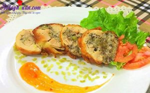 Món ngon dễ làm, cách làm gà cuộn cốm 9