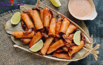 Nấu ăn, cách làm tôm cuộn dừa chiên giòn 1