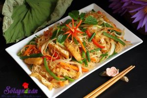 dạy nấu ăn ngon, Hướng dẫn cách làm bún gạo xào chay rau củ ngon